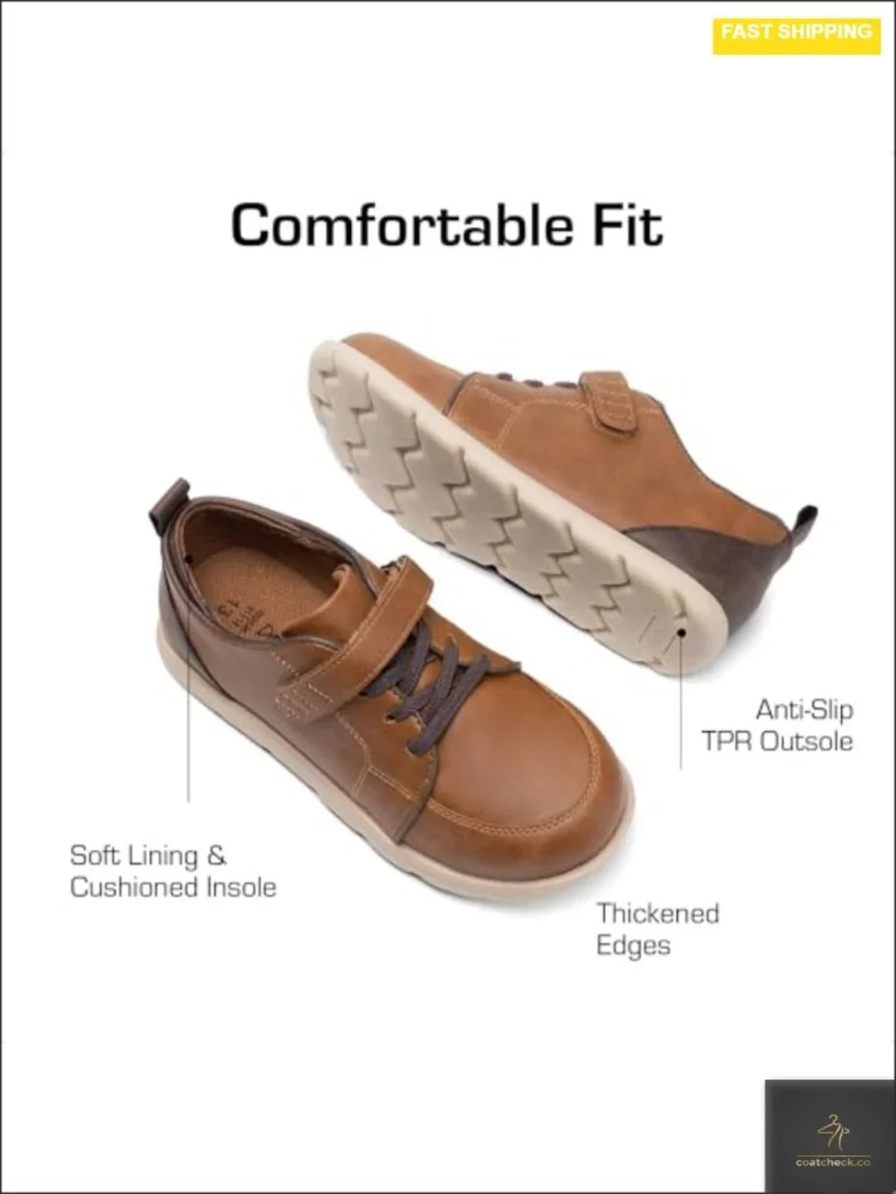 Boys Distressed Retro Oxfords Hook-and-Loop Lace-Up Dress Shoes